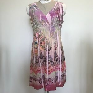 Fave dress v-neck sleeveless pink floral size large new without tags